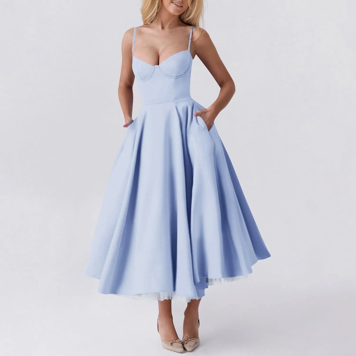 Wedding Guest Dresses for Women Spaghetti Straps Corset Homecoming Floral Cocktail Dress Lace Maxi Prom Dresses