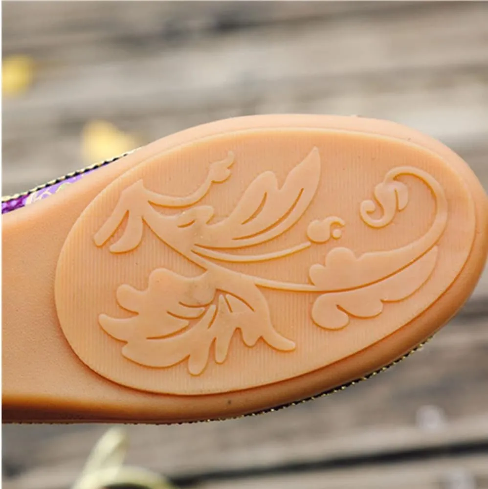 Women Ethnic Flat Shoes Retro Beading Round Toe Colorful Loafers Women's Casual Embroidered Flower Canvas Mary Jane Shoes
