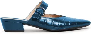 Women Fashion Croc-textured Sandals, Sexy Pointed Toe Slingback Pumps, Low Chunky Heel Strappy Mule Sandals, Trendy Mixed Black-Red Backless Slippers for Casual or Dress up, Full Size 4-16 M US