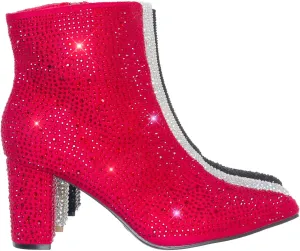 Women Rhinestone Block Chunky Heel Ankle Bootie