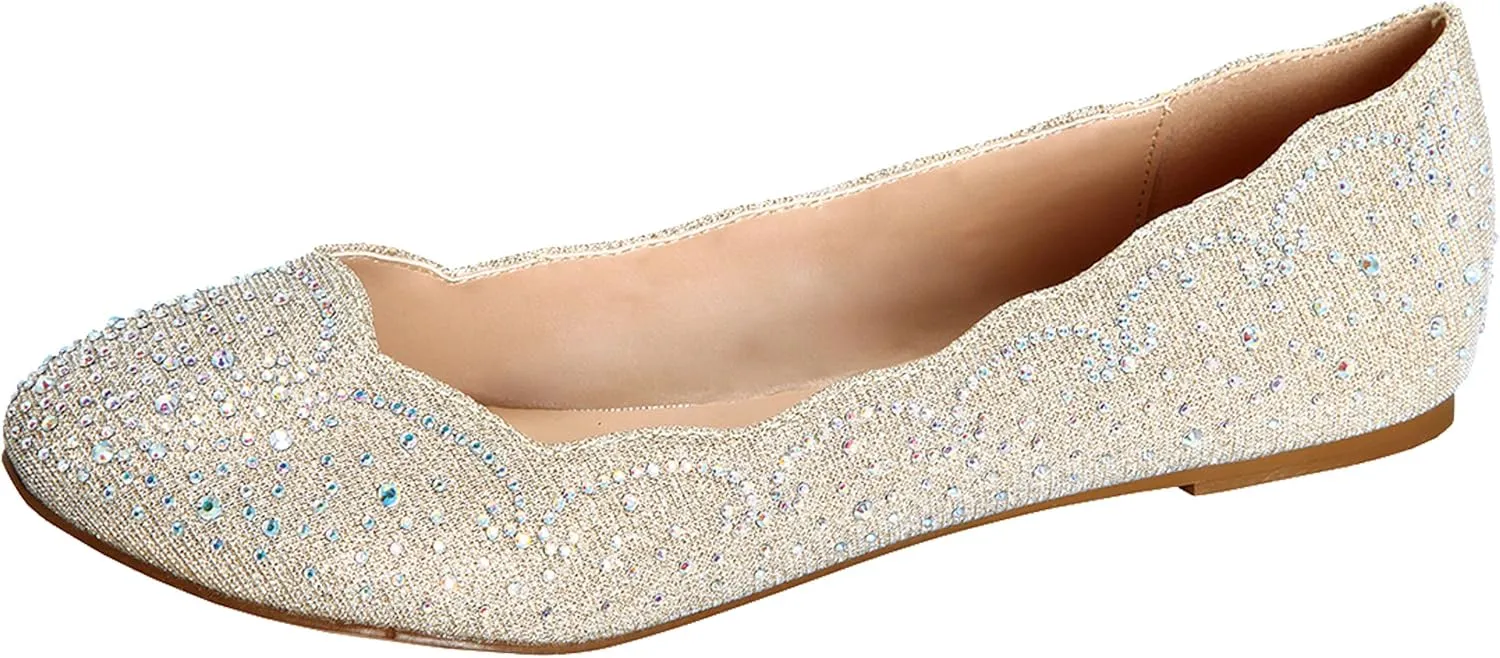 Women's Baba-54 Sparkly Crystal Rhinestone Ballet Flats