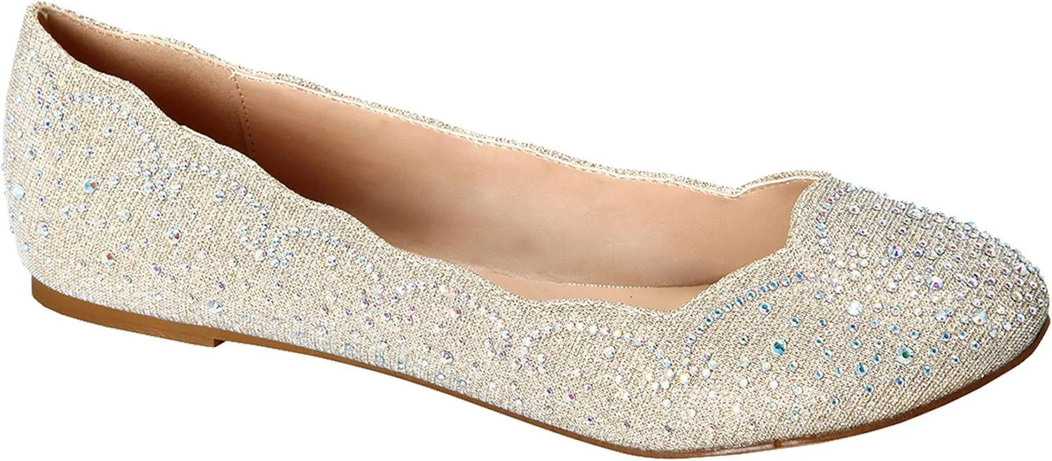 Women's Baba-54 Sparkly Crystal Rhinestone Ballet Flats