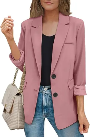 Womens Casual Dressy Blazers Jacket,Fashion Fall Bussiness Suit Clothe,Long Sleeve Solid Color Suit Without Pockets