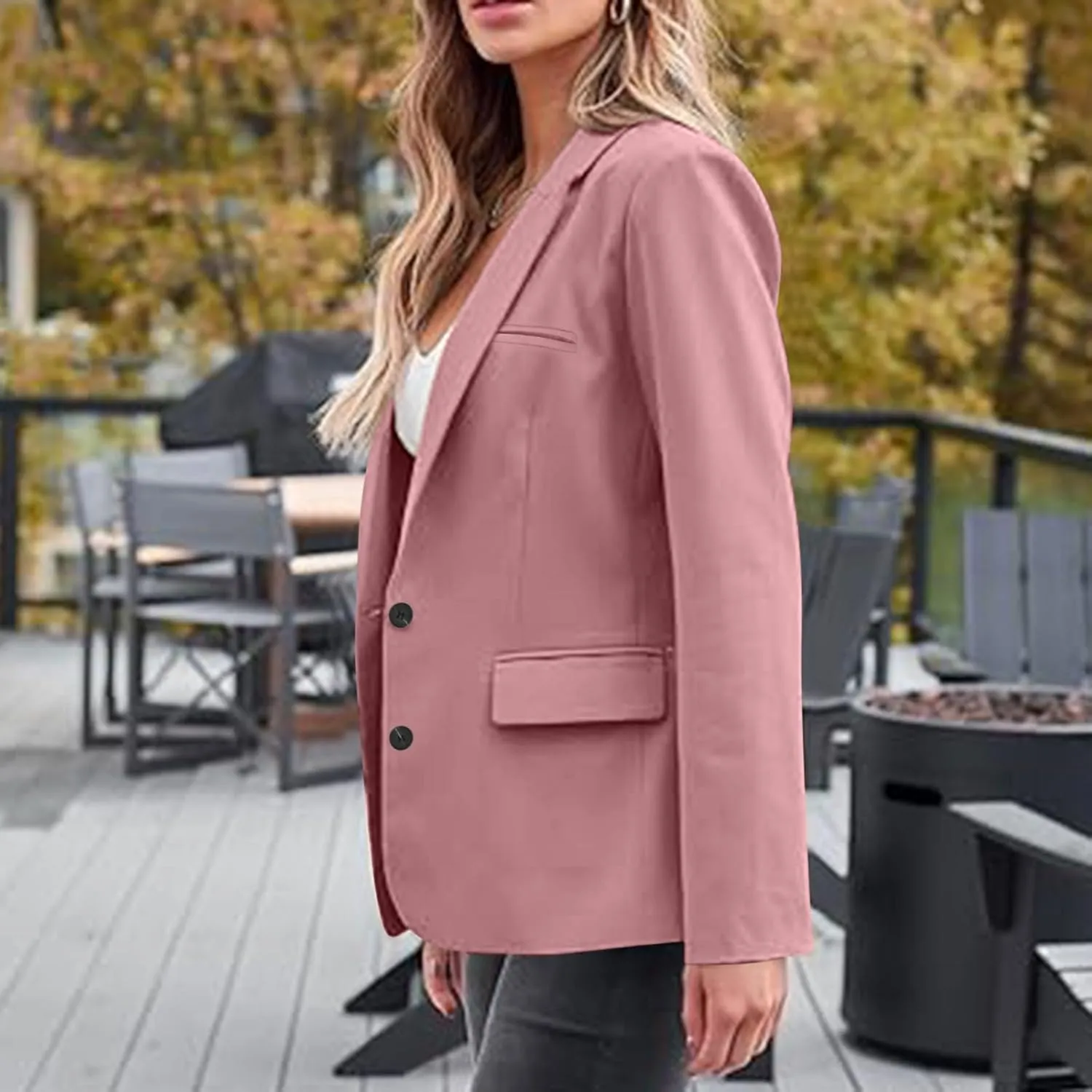 Womens Casual Dressy Blazers Jacket,Fashion Fall Bussiness Suit Clothe,Long Sleeve Solid Color Suit Without Pockets