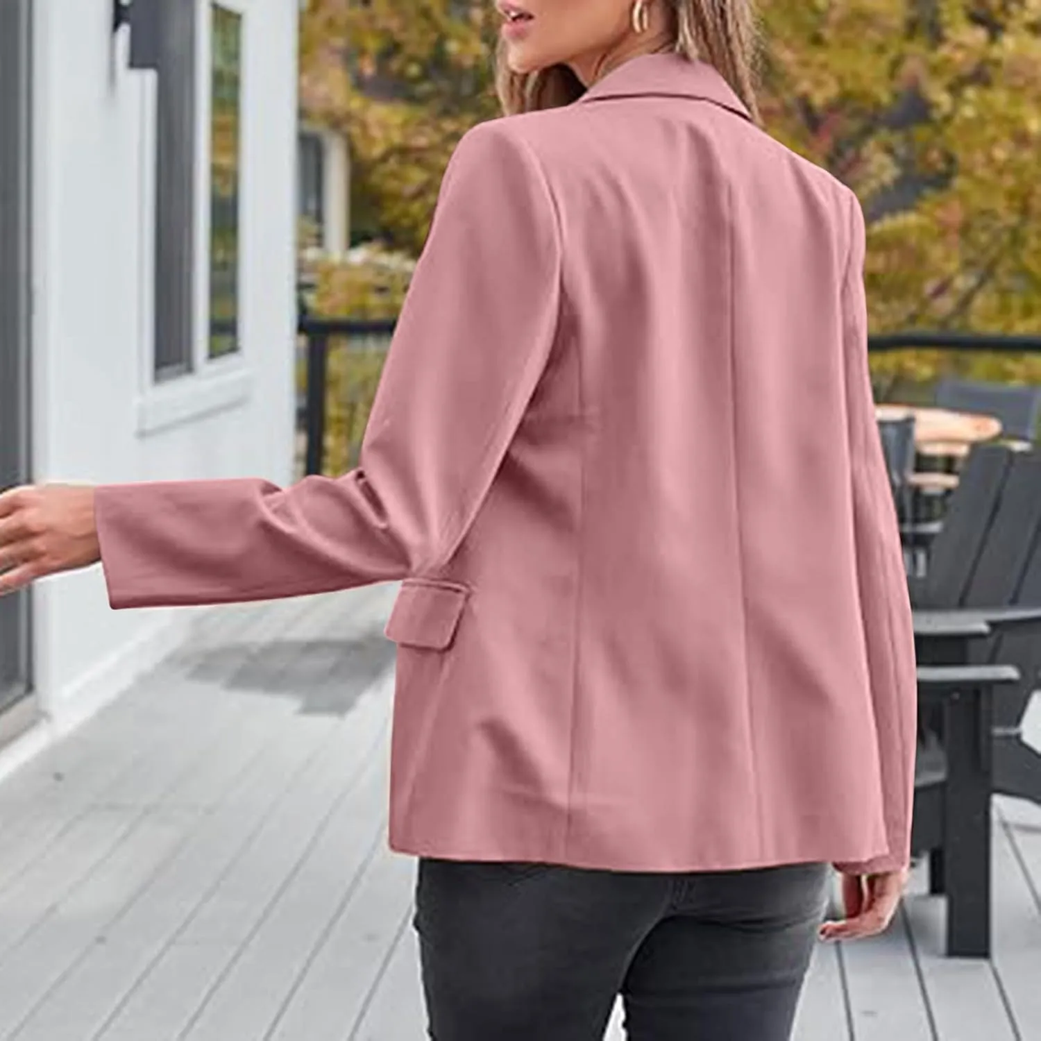 Womens Casual Dressy Blazers Jacket,Fashion Fall Bussiness Suit Clothe,Long Sleeve Solid Color Suit Without Pockets
