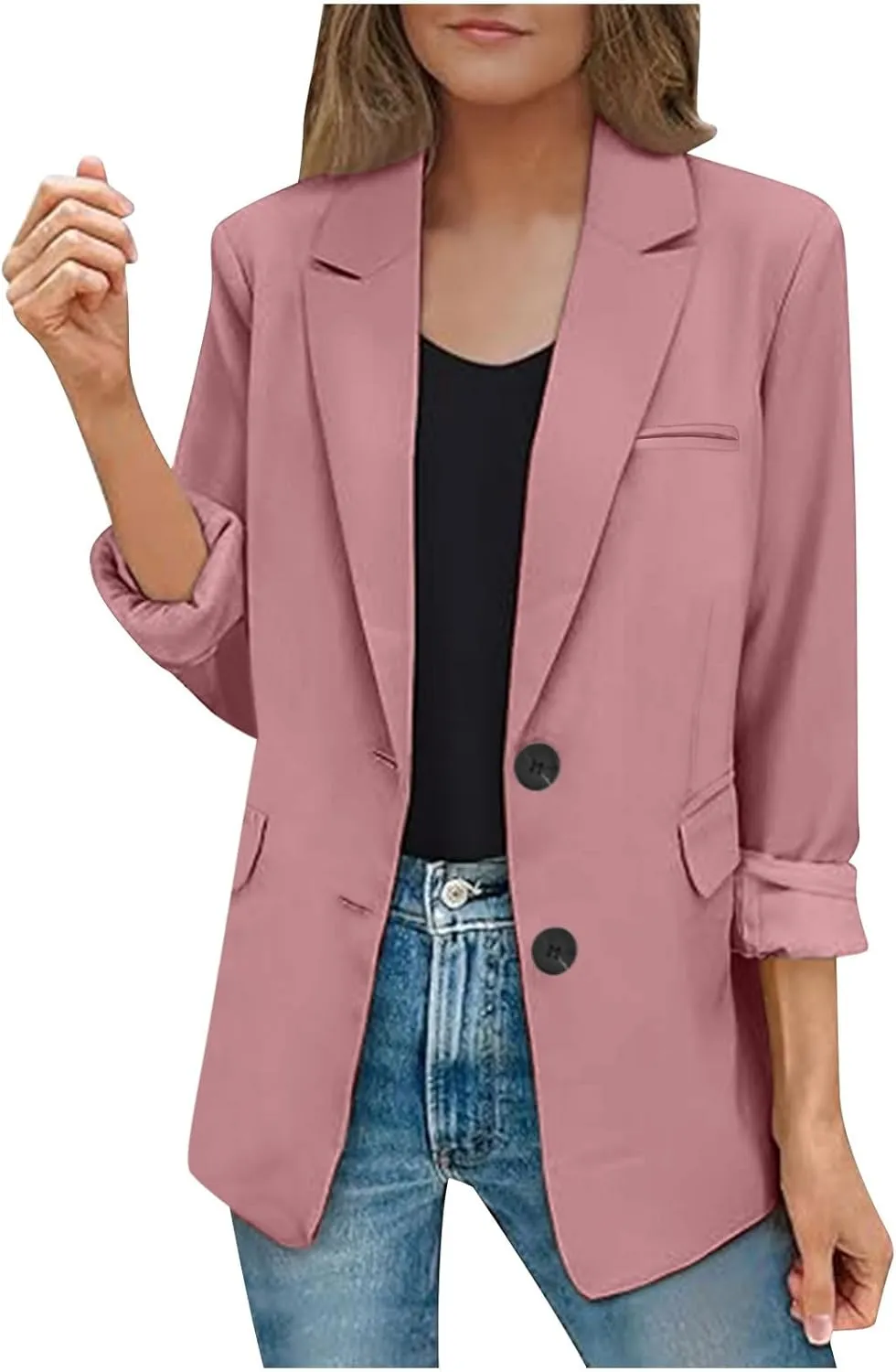 Womens Casual Dressy Blazers Jacket,Fashion Fall Bussiness Suit Clothe,Long Sleeve Solid Color Suit Without Pockets