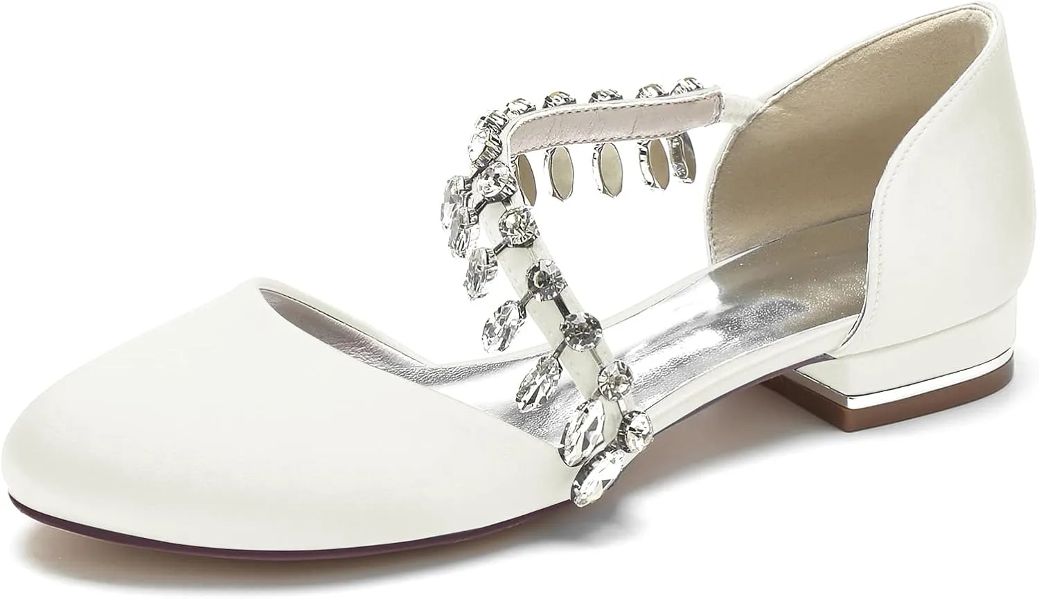 Women's Casual Flats Round Toe Satin Comfort Wedding Pumps Evening Bridal Party Dress Flat Shoes