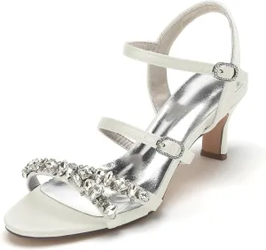 Women's Crystal Wedding Shoes Low Kitten Heels Pumps Evening Party Dress Shoes for Women Summer Sandals