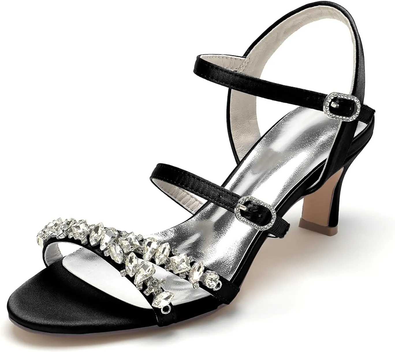 Women's Crystal Wedding Shoes Low Kitten Heels Pumps Evening Party Dress Shoes for Women Summer Sandals
