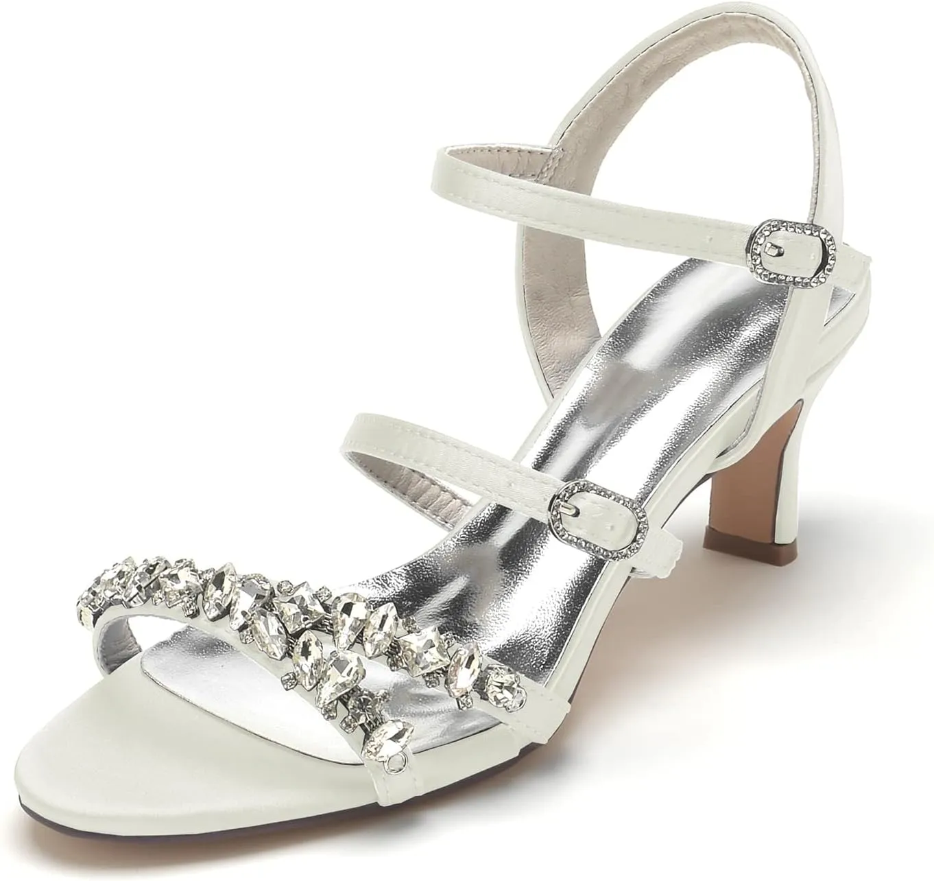 Women's Crystal Wedding Shoes Low Kitten Heels Pumps Evening Party Dress Shoes for Women Summer Sandals