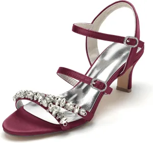 Women's Crystal Wedding Shoes Low Kitten Heels Pumps Evening Party Dress Shoes for Women Summer Sandals