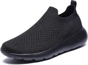 Women's Elastic Knit Slip On Sneakers Breathable Mesh Soft Bottom Lightweight Walking Sock Shoes Comfortable Yoga Fitness Tennis Shoes
