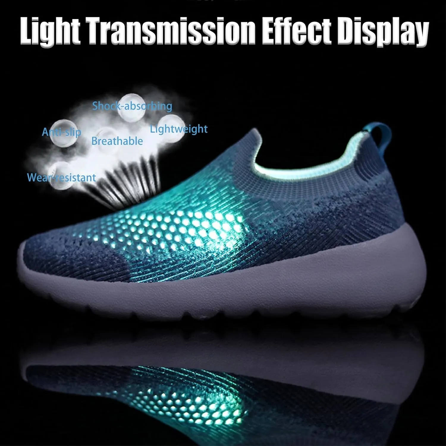 Women's Elastic Knit Slip On Sneakers Breathable Mesh Soft Bottom Lightweight Walking Sock Shoes Comfortable Yoga Fitness Tennis Shoes