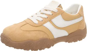 Womens Fashion Sneakers for 2025 Suede Lace Up Fashion Sneakers for Women – Casual Chic and Comfortable for Street Strolling Campus Activities (Red White,5)