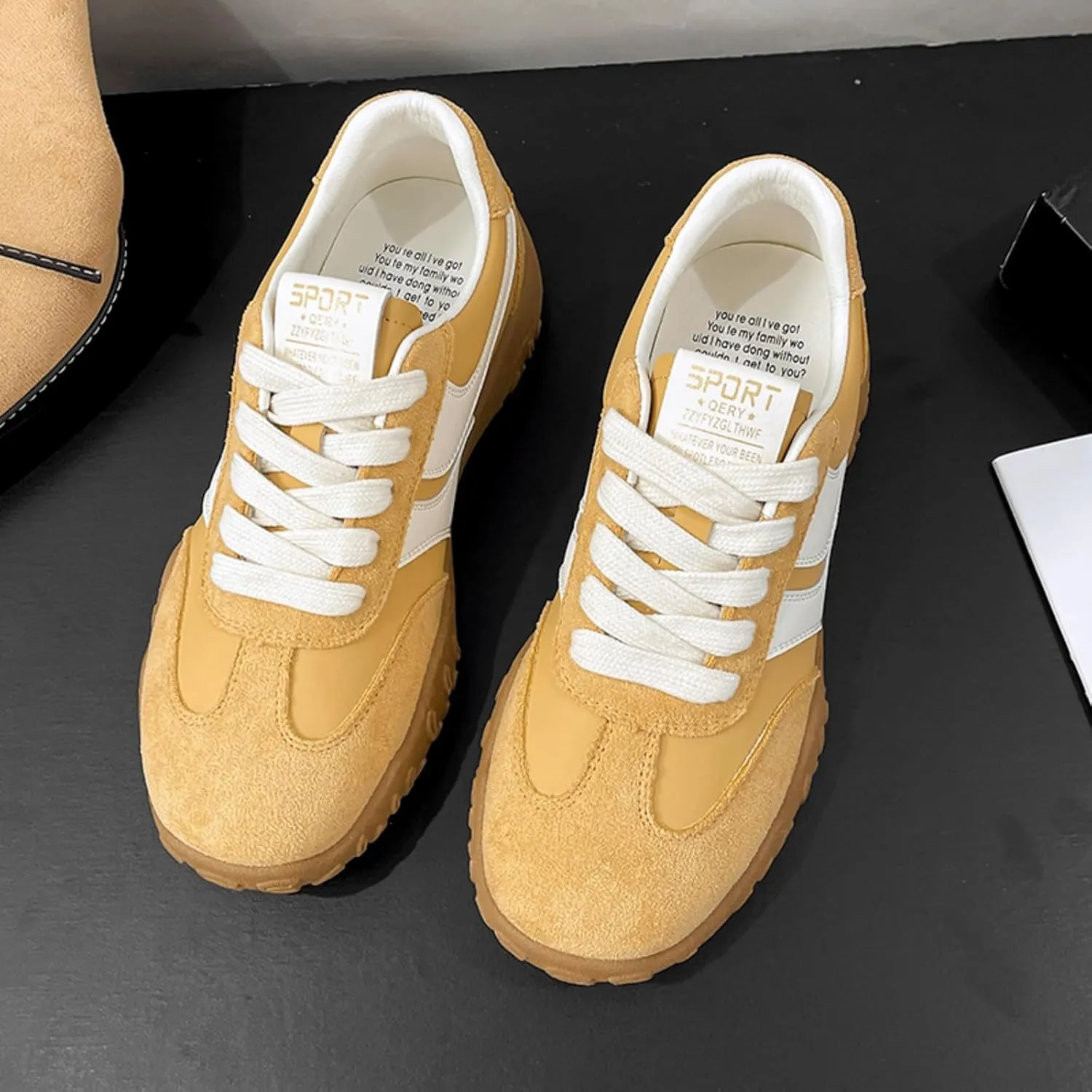 Womens Fashion Sneakers for 2025 Suede Lace Up Fashion Sneakers for Women – Casual Chic and Comfortable for Street Strolling Campus Activities (Red White,5)