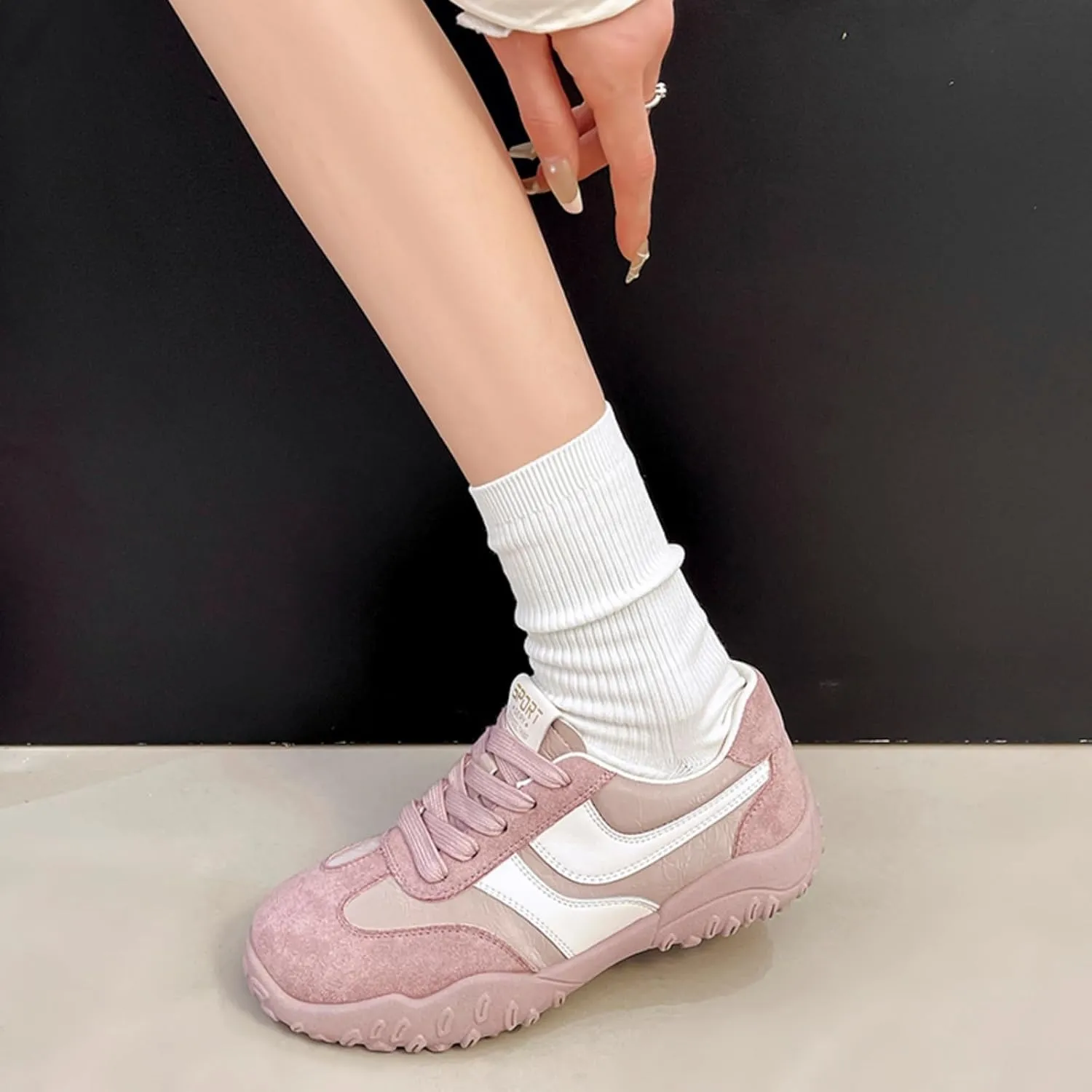 Womens Fashion Sneakers for 2025 Suede Lace Up Fashion Sneakers for Women – Casual Chic and Comfortable for Street Strolling Campus Activities
