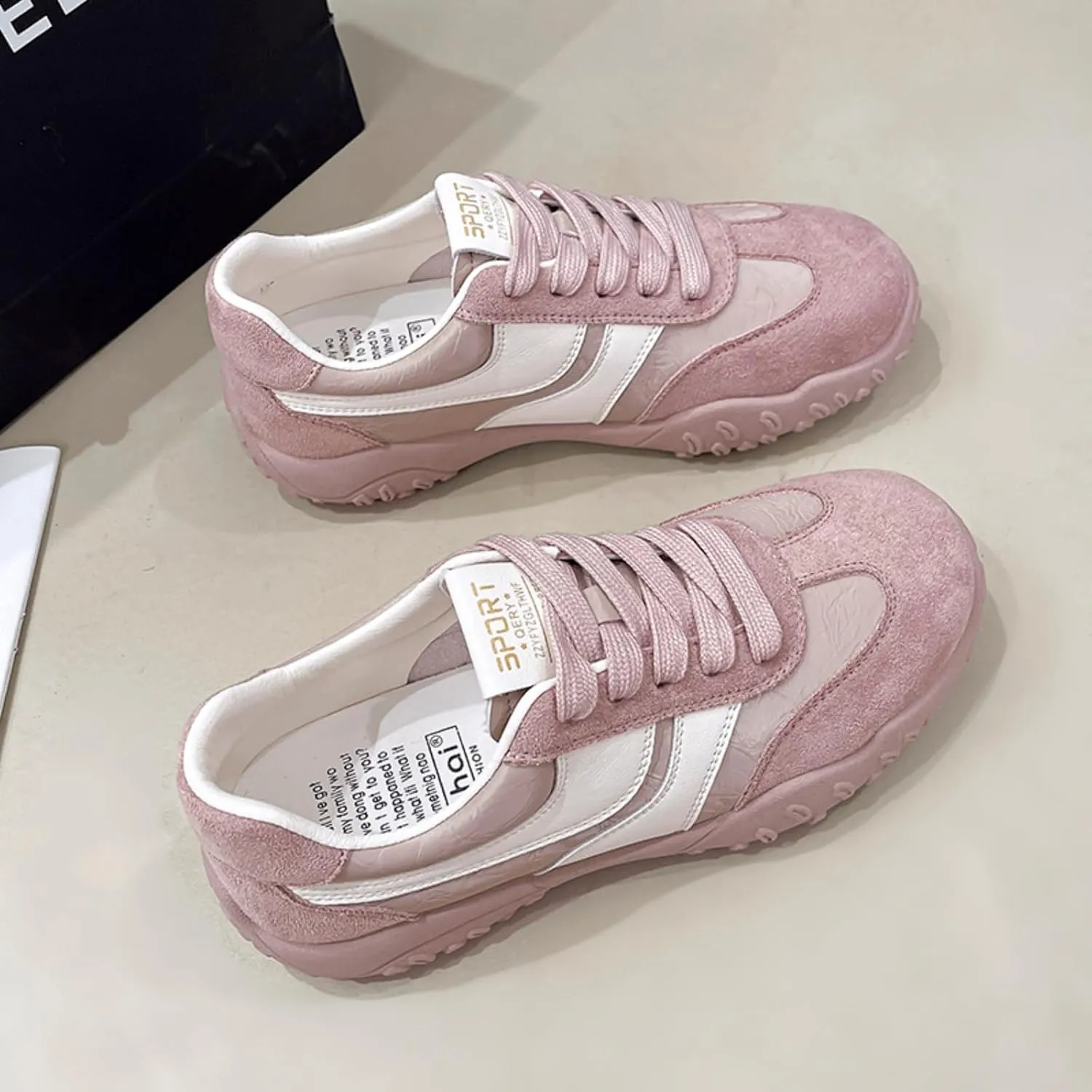 Womens Fashion Sneakers for 2025 Suede Lace Up Fashion Sneakers for Women – Casual Chic and Comfortable for Street Strolling Campus Activities