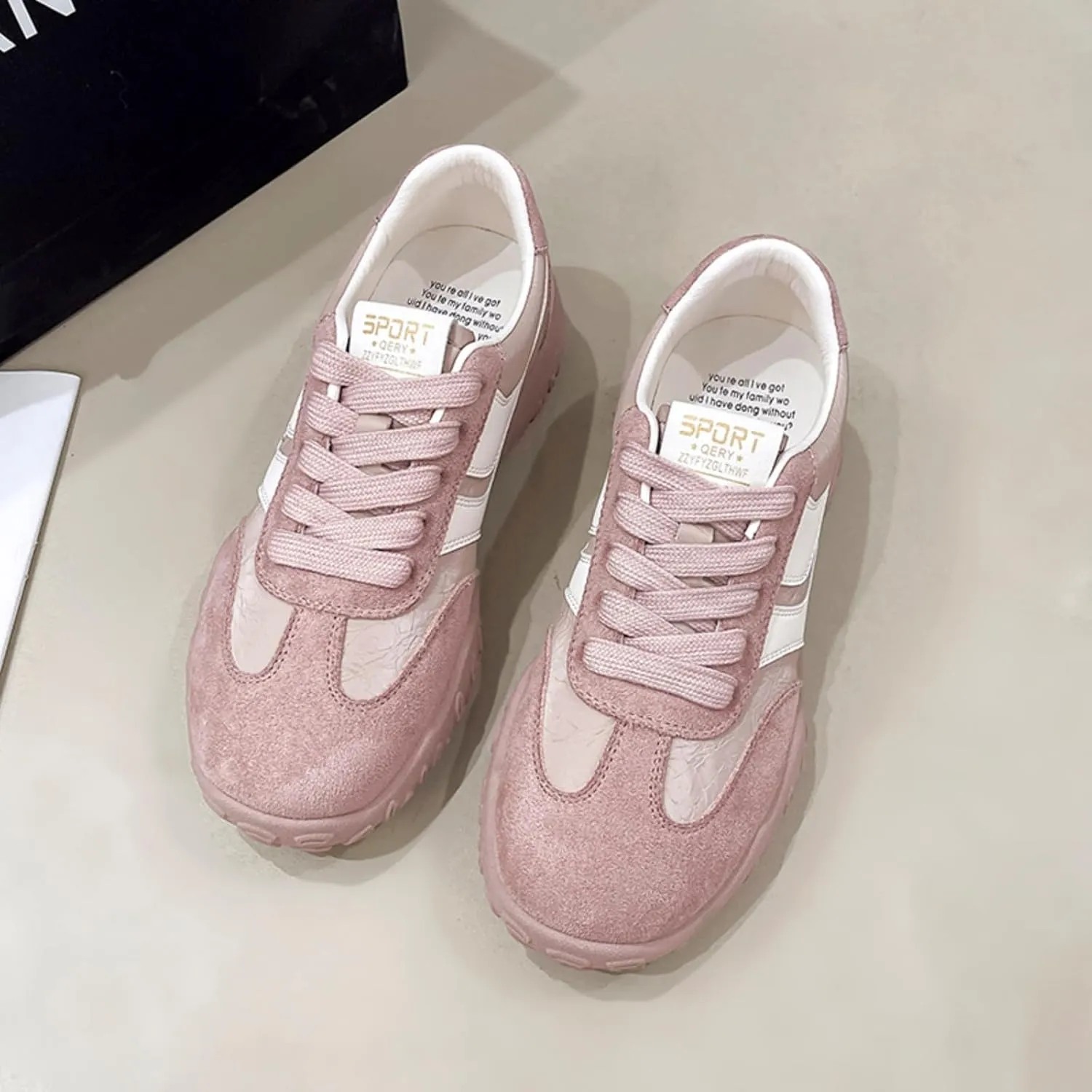 Womens Fashion Sneakers for 2025 Suede Lace Up Fashion Sneakers for Women – Casual Chic and Comfortable for Street Strolling Campus Activities