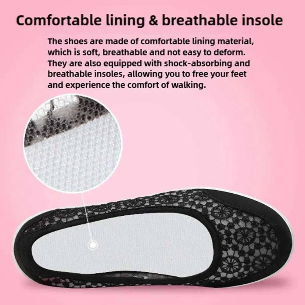 Women's Floral Embroidered mesh air Cushion Sneakers,Comfortable Slip-on Wedge Heels Breathable mesh Walking Shoes Thick-Soled Loafers Rock Shoes