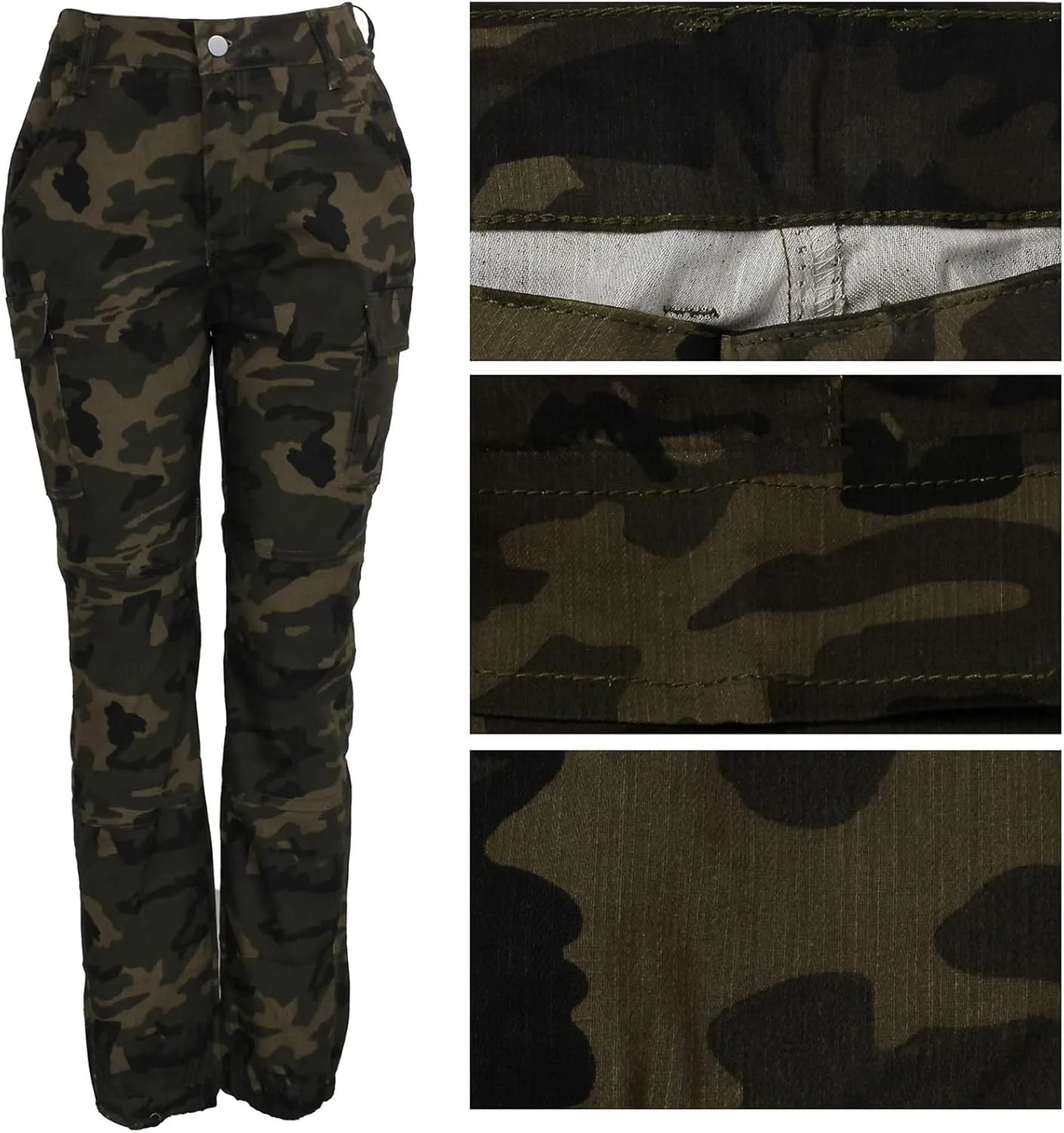 Women's Hiking Cargo Jogger Camo Pants with Pockets High Waisted Slim Casual Outdoor Tapered Combat Works Pants