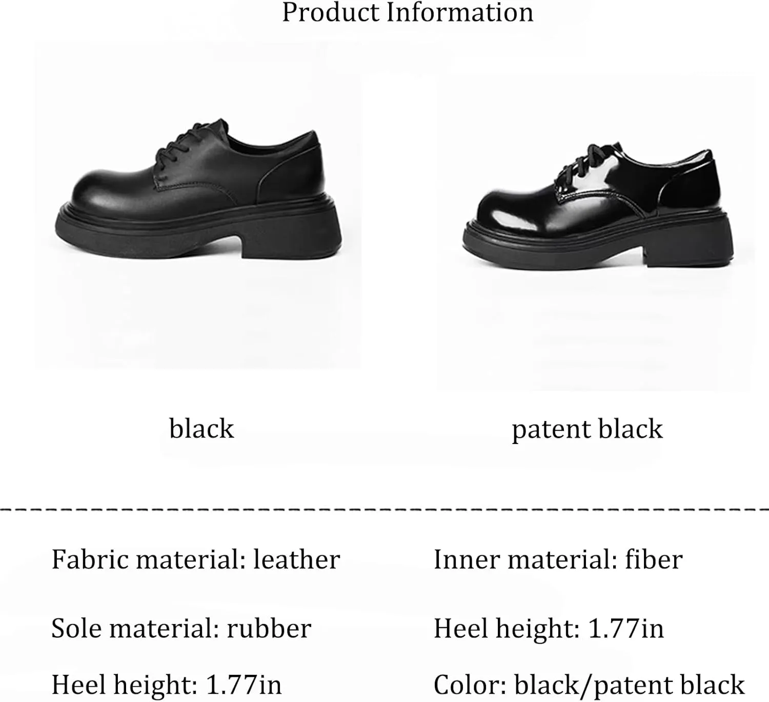 Women's Leather Chunky Platform Large Round Toe Retro Oxford Shoes Classic Lace-Up Heightened Non-Slip Business Wedding Casual Formal Loafers