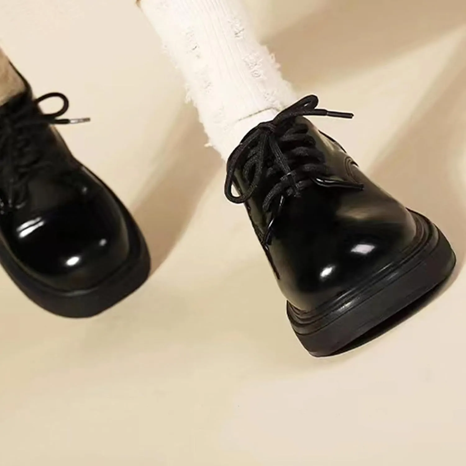 Women's Leather Chunky Platform Large Round Toe Retro Oxford Shoes Classic Lace-Up Heightened Non-Slip Business Wedding Casual Formal Loafers