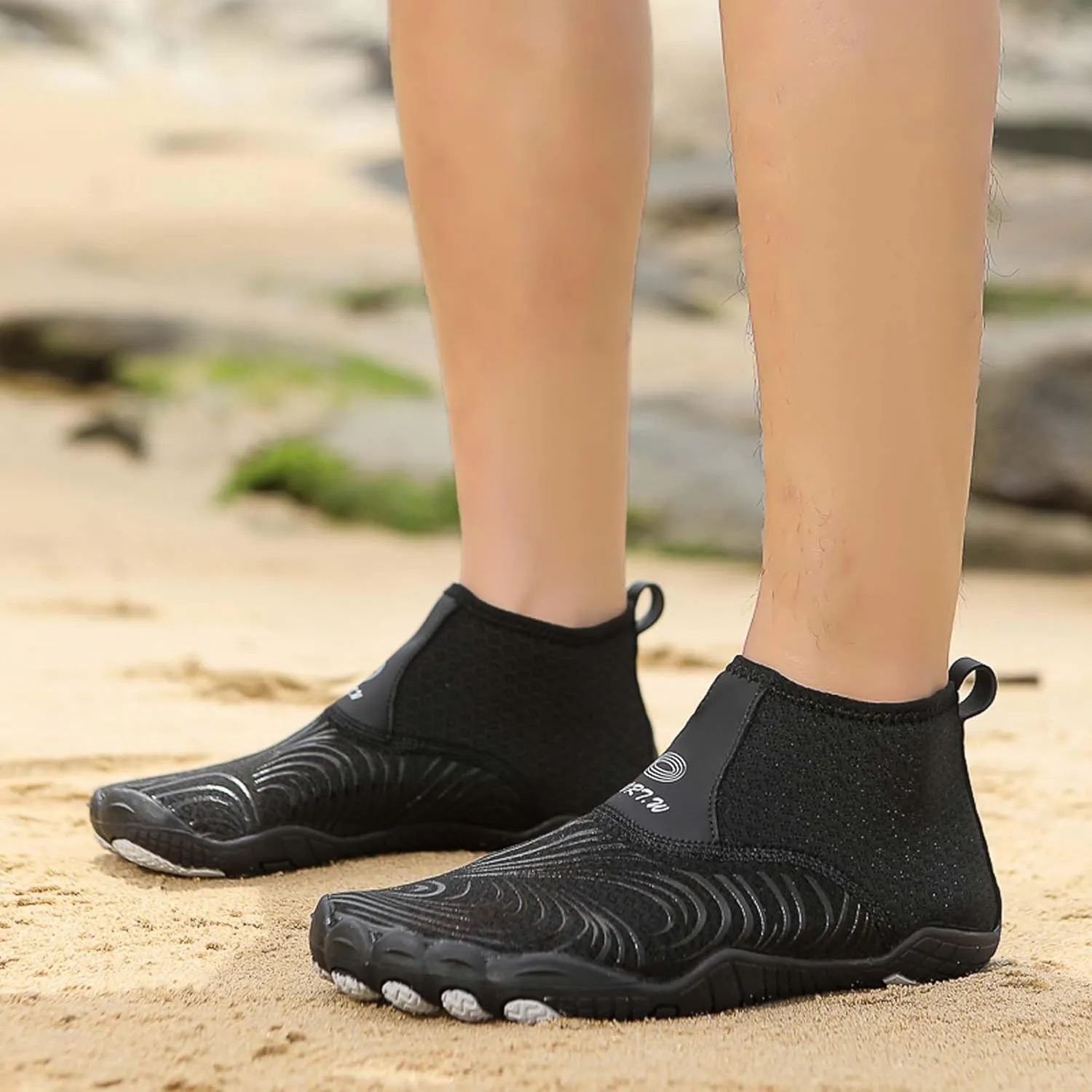 Women's Men's High Top Water Shoes, Quick Dry Breathable Stretch Lightweight Mesh Fabric, Rubber Drainage Sole, Indoor Sneakers, Barefoot Water Shoes