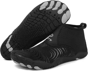 Women's Men's High Top Water Shoes, Quick Dry Breathable Stretch Lightweight Mesh Fabric, Rubber Drainage Sole, Indoor Sneakers, Barefoot Water Shoes