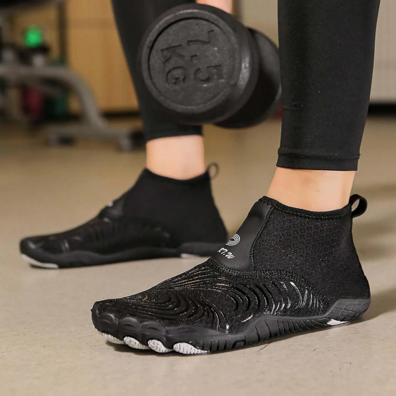 Women's Men's High Top Water Shoes, Quick Dry Breathable Stretch Lightweight Mesh Fabric, Rubber Drainage Sole, Indoor Sneakers, Barefoot Water Shoes