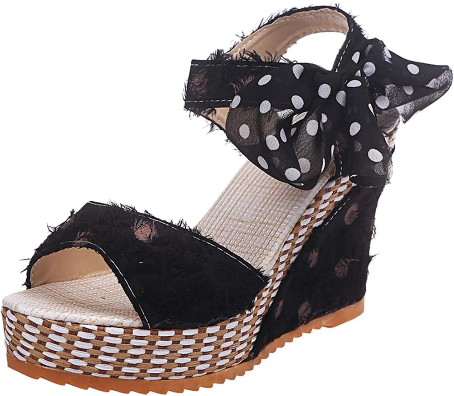 Women's Platform Sandals Wedge Open Toe Ankle Strap Lace Wedding Bridesmaid Shoes Bohemia Wide Width Close Toe Dressy Summer