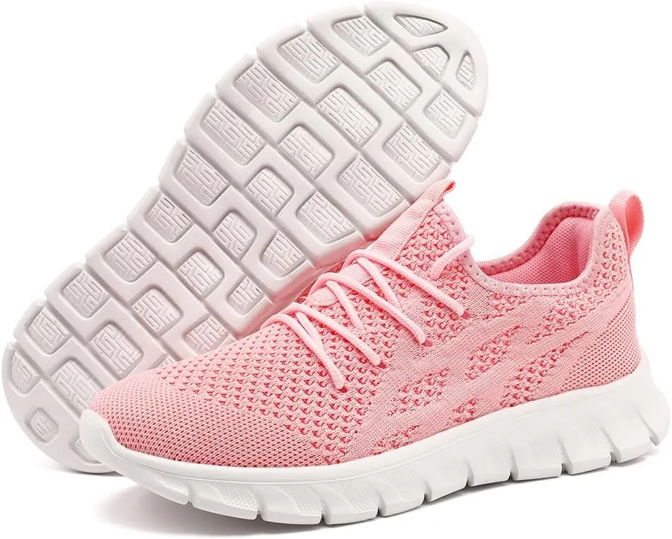 Women's Running Shoes Lightweight Walking Sneakers Tennis Athletic Lace Up Gym Casual Fashion Fitness Sports Soft Sole Mesh Workout Comfortable