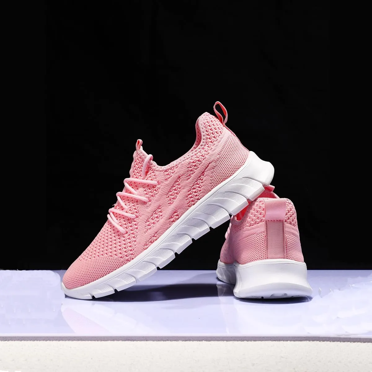 Women's Running Shoes Lightweight Walking Sneakers Tennis Athletic Lace Up Gym Casual Fashion Fitness Sports Soft Sole Mesh Workout Comfortable