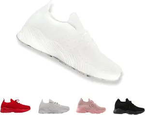 Women's Sneakers - Comfortable Gym Workout & Running Shoes for Women, White, One Size