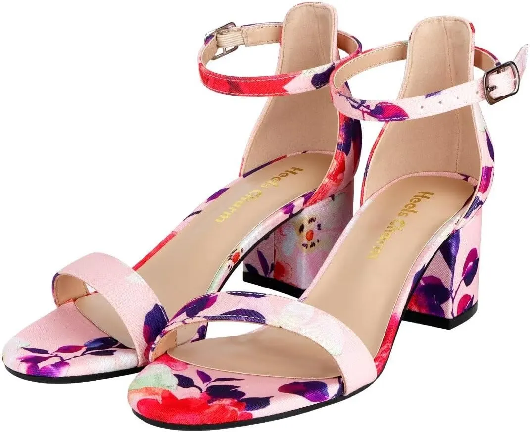 Women's Strappy Chunky Block Low Heeled Sandals 2 Inch Open Toe Ankle Strap High Heel Dress Sandals Daily Work Party Shoes