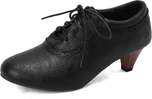 Women's Vintage Wingtip Oxfords Lace Up Low Heel Brogue for Women