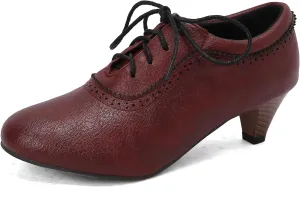 Women's Vintage Wingtip Oxfords Lace Up Low Heel Brogue for Women
