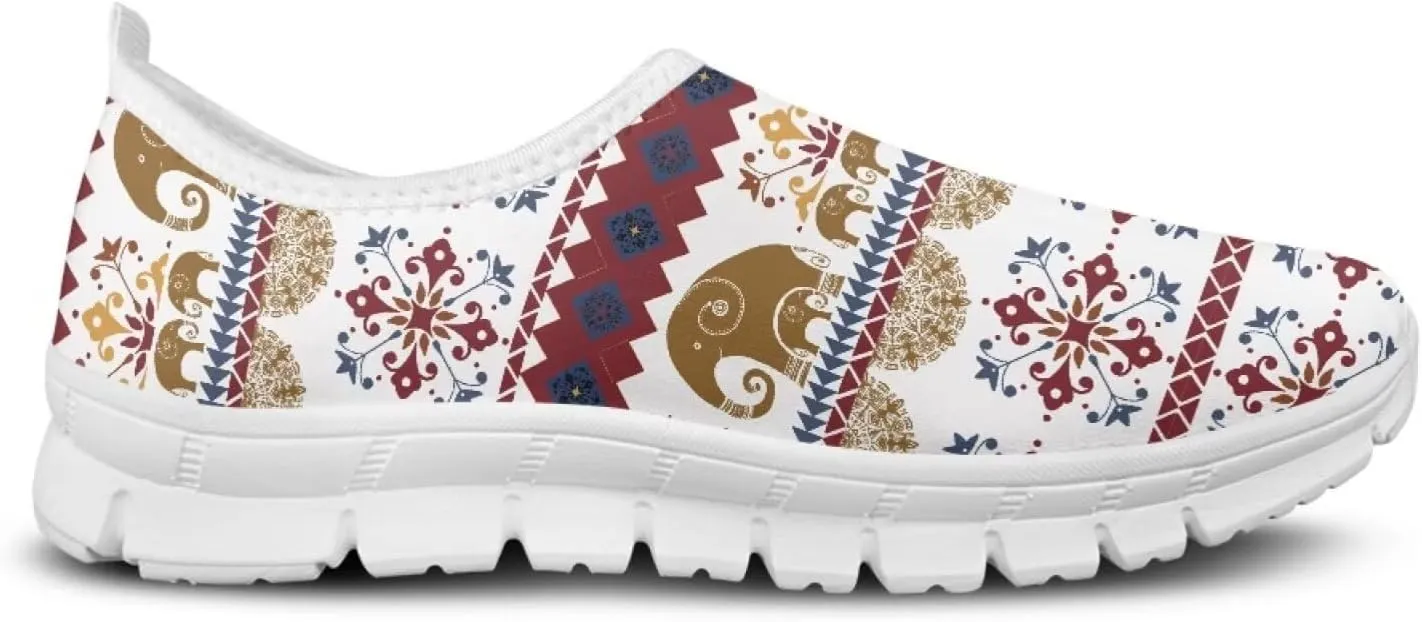 Womens Walking Shoes Tribal Animals Print Men Breathe Mesh Running Shoes Sock Sneakers Slip On Fashion Non Slip Tennis Sneakers