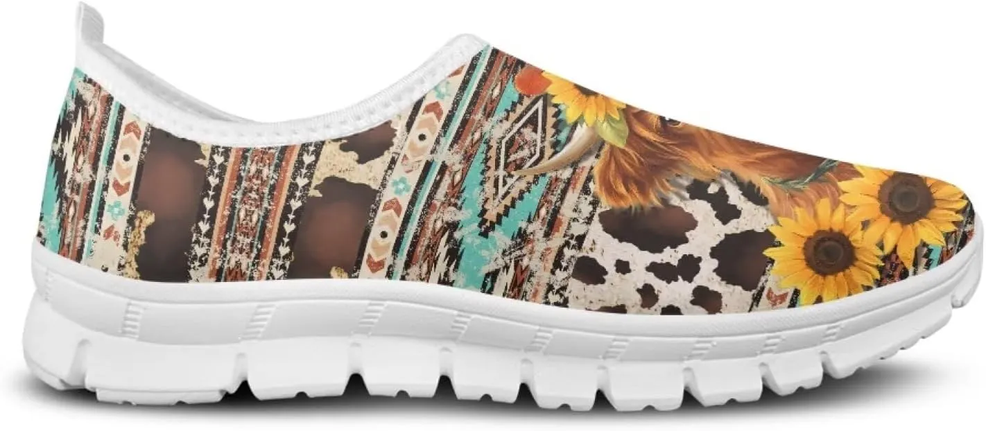 Womens Walking Shoes Tribal Animals Print Men Breathe Mesh Running Shoes Sock Sneakers Slip On Fashion Non Slip Tennis Sneakers