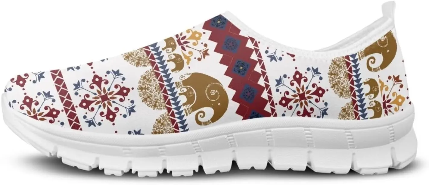 Womens Walking Shoes Tribal Animals Print Men Breathe Mesh Running Shoes Sock Sneakers Slip On Fashion Non Slip Tennis Sneakers