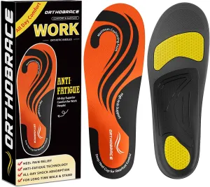 Work Orthotic Insoles for All Day Comfort, Anti Fatigue High Arch Support Shoe Inserts Men Women for Relieve Foot Pain, Plantar Fasciitis, Work Boot Insoles for Standing All Day-XL