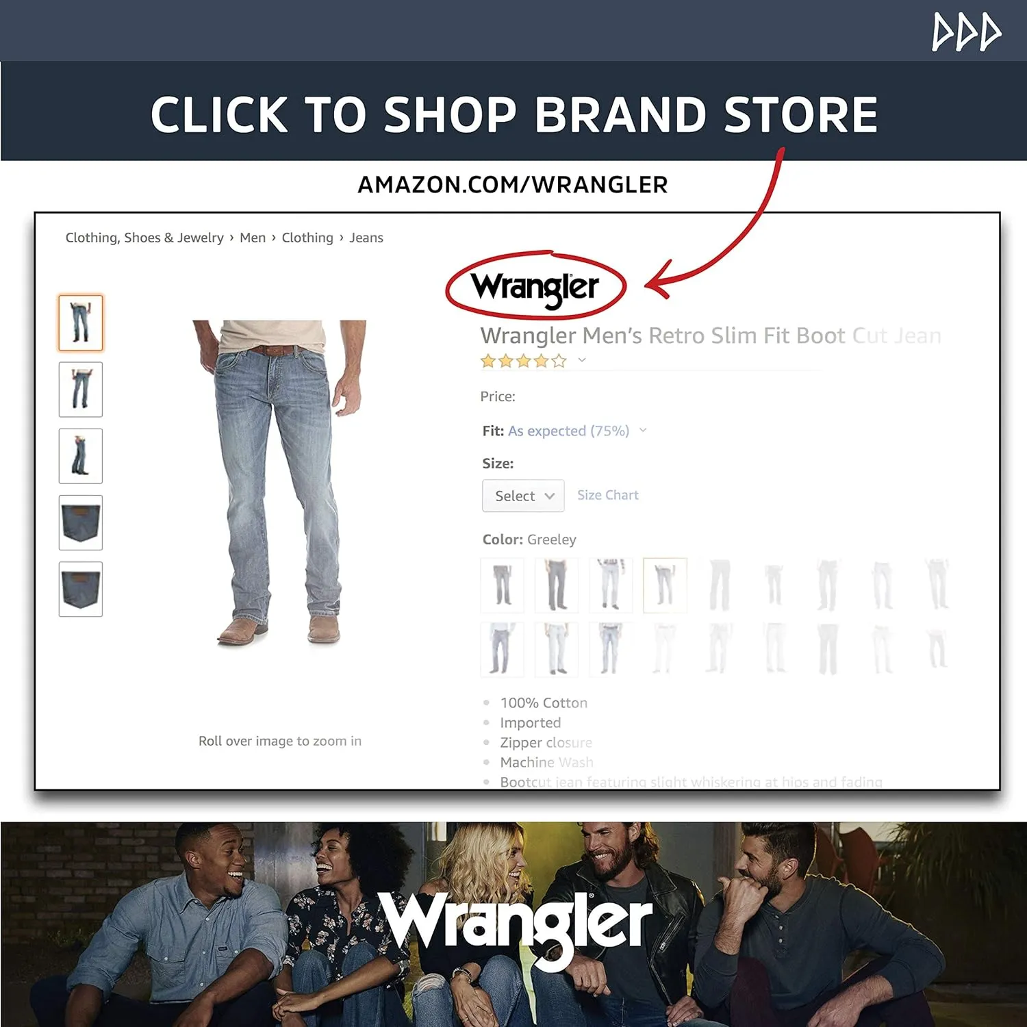Wrangler Men's Premium Performance Advanced Comfort Cowboy Cut Regular Fit Jeans
