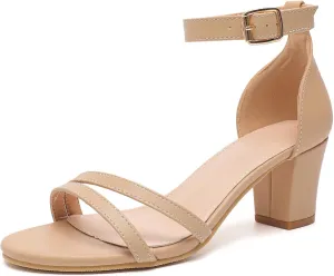 WUIWUIYU Women's Open Toe Ankle Strap Chunk Low Heel Strappy Sandals Wedding Bridal Party Evening Homecoming Prom Dress Pumps Shoes