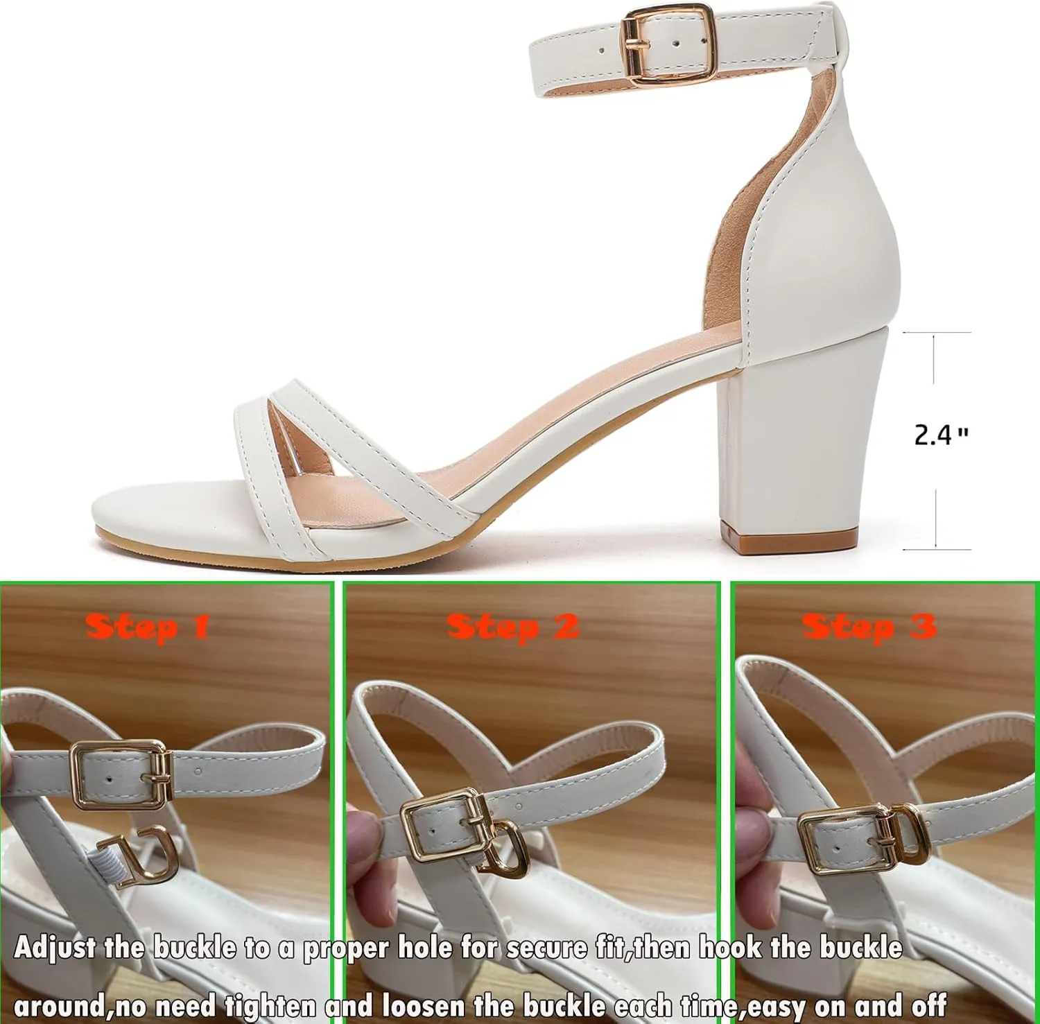 WUIWUIYU Women's Open Toe Ankle Strap Chunk Low Heel Strappy Sandals Wedding Bridal Party Evening Homecoming Prom Dress Pumps Shoes