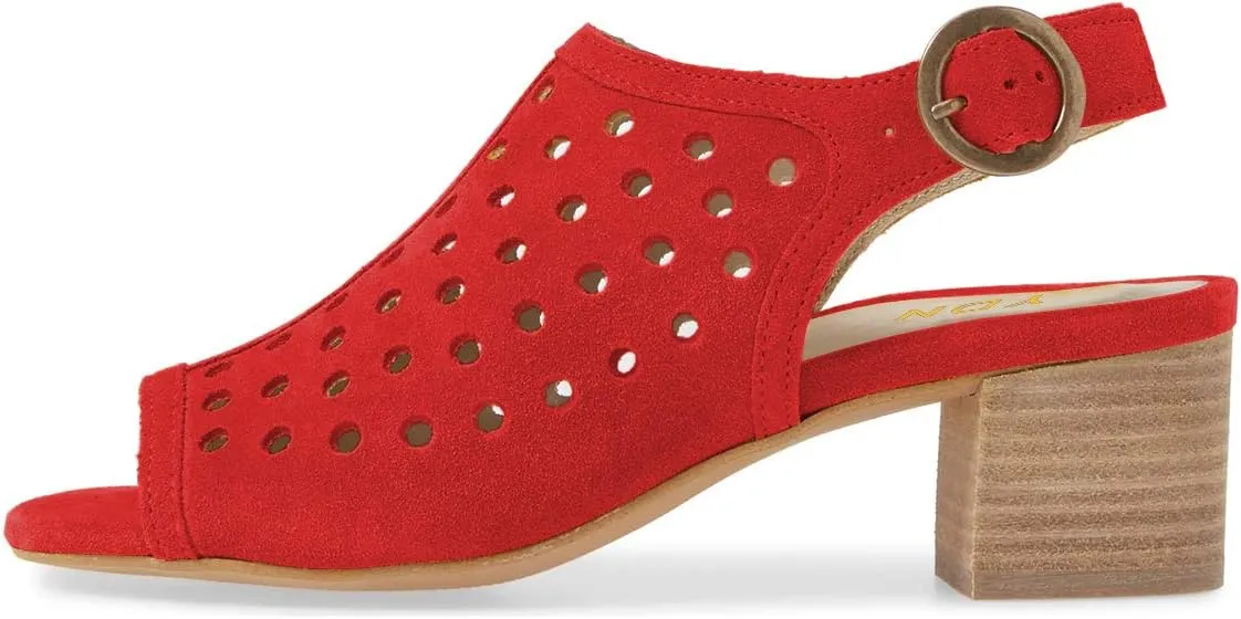 YDN Women Classic Peep Toe Stacked Low Heel Office Pumps Slip on Slingabck Sandals Shoes