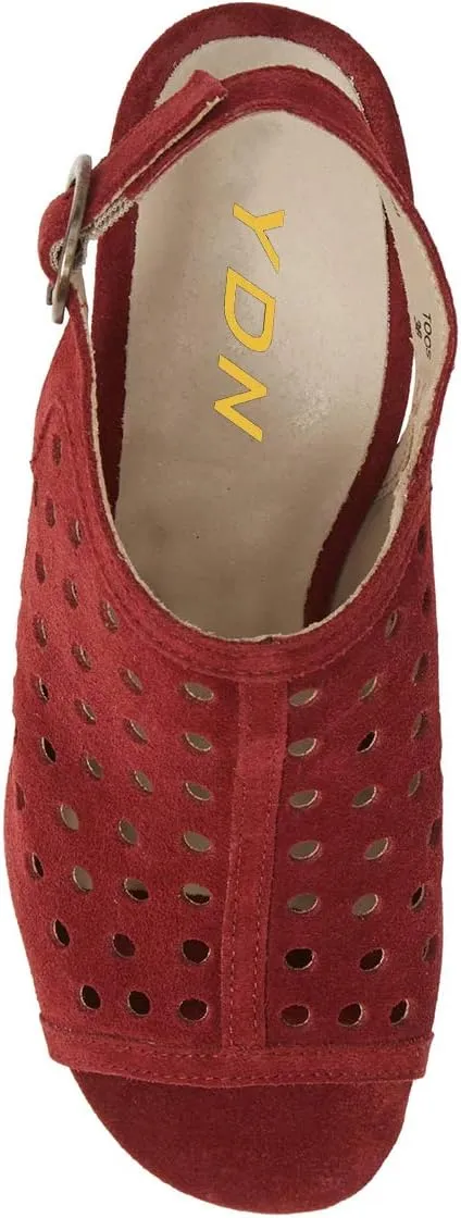 YDN Women Classic Peep Toe Stacked Low Heel Office Pumps Slip on Slingabck Sandals Shoes