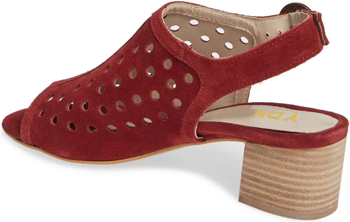 YDN Women Classic Peep Toe Stacked Low Heel Office Pumps Slip on Slingabck Sandals Shoes