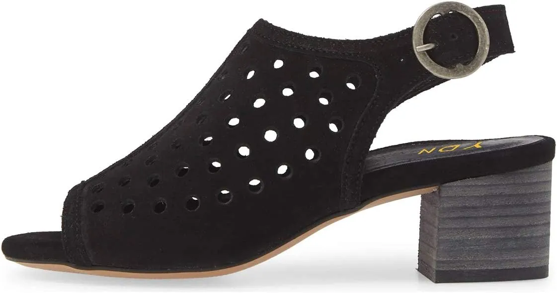 YDN Women Classic Peep Toe Stacked Low Heel Office Pumps Slip on Slingabck Sandals Shoes