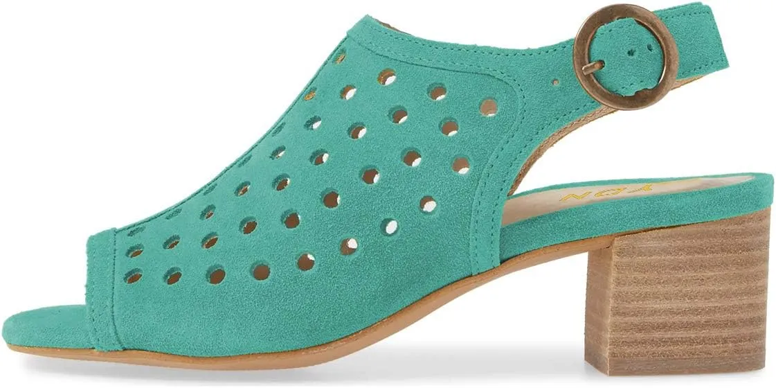 YDN Women Classic Peep Toe Stacked Low Heel Office Pumps Slip on Slingabck Sandals Shoes