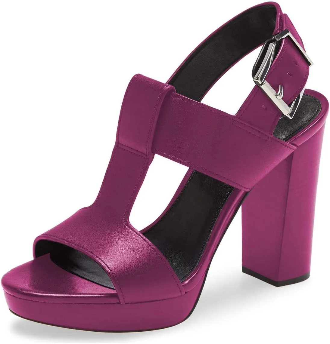YDN Women T-Strap Stacked Chunky High Heel Ankle Strap Platform Sandals Open Toe Slingback Buckled Dress Summer Office Party Shoes