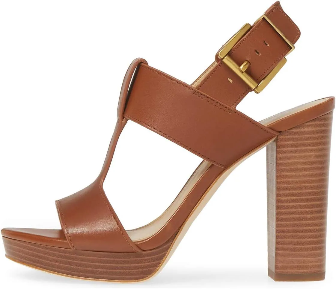 YDN Women T-Strap Stacked Chunky High Heel Ankle Strap Platform Sandals Open Toe Slingback Buckled Dress Summer Office Party Shoes